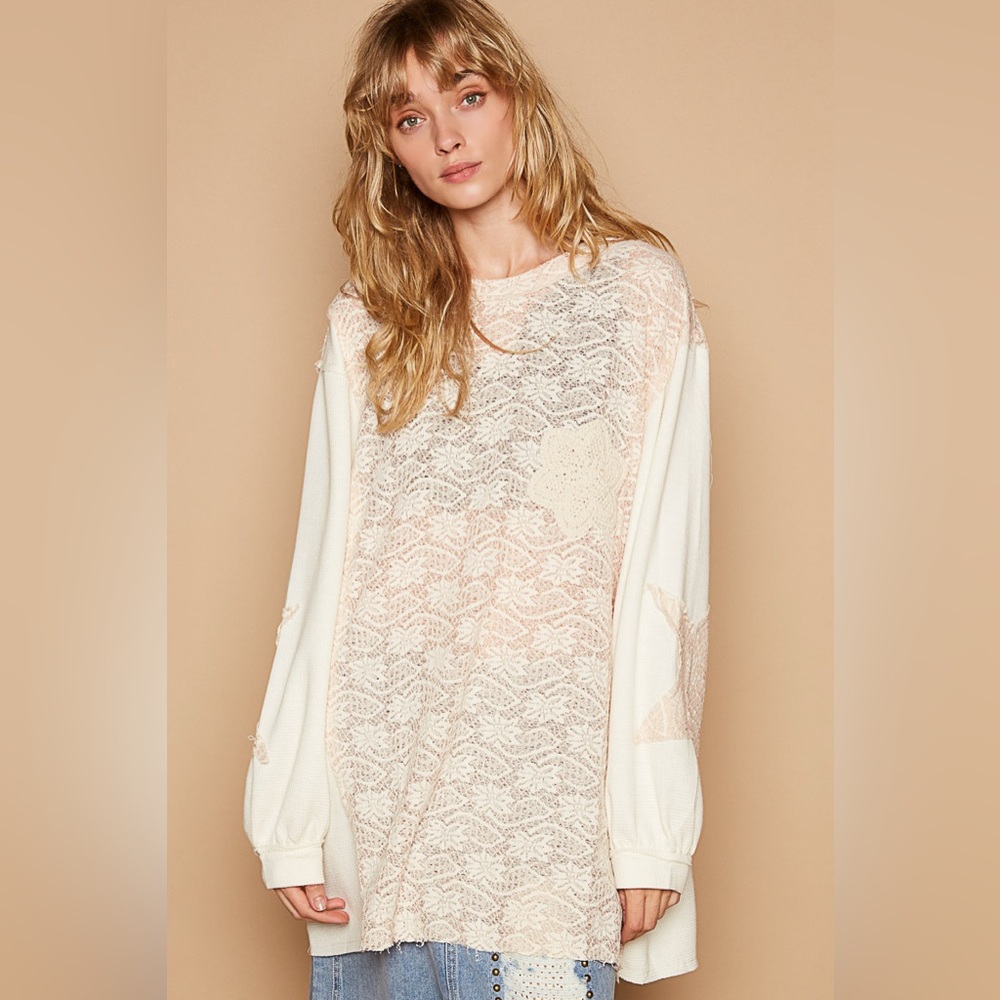 POL Elegant CROCHET Long Sleeve Top
